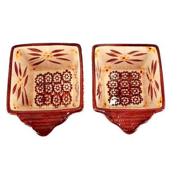 Temptations Set/2 Old World Cranberry Ramekins w/Lids Baking Ovenware Leftovers - Picture 8 of 11